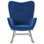 Belleze Modern Rocking Chair Tufted Upholstered Velvet Accent Rocker Chair Solid Wood Leg Wing Back Nursery Glider Armchair Single Sofa Chair For Living Room And Bedroom- Finnegan (navy Blue)