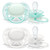 Philips Avent Ultra Soft Pacifier, 0-6 Months, Arctic White / Green, 2 Pack, Scf091/01