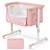 Gymax 3-in-1 Baby Bassinet Beside Sleeper Crib With 5-level Adjustable Heights Pink