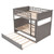 Full Over Full Bunk Bed Frame, Wood Bunk Beds For Kids With Twin Size Trundle, Built-in Ladder And Guardrails For Kids, Teens, Convertible Into 2 Beds, Space Saving 3-in-1 Beds, Gray