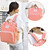 Jumper Diaper Bag Backpack For Baby, Portable Waterproof Mommy Crib Multi-functional Baby Bed Bag With Changing Station Bed And Usb Charging Port, Pink