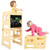 Likein Kids Step Stool For Toddler Kitchen Learning Step Stool Height Adjustable Helper Convertible Standing Tower With Safety Rail And Chalkboard, Clearance Items - Natural Color