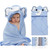 Bullpiano Baby Hooded Towels Toddler Towels With Washcloths Set Baby Stuff,blue Elephant