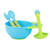 4pcs Baby Food Masher, Bowl Spoons Set, Baby Mash Bowl, With Mash Stick Mash Fine Food Mash For Home Baby Blue And Green