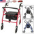 Walkers For Seniors In Stock,walker With Seat And Wheels, Rolling Walker With Backrest And Adjustable Handle, 8 Inch Wheels,support Up To 286.6lbs,black & Red