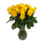 25 Fresh Cut Yellow Roses By Arabella Bouquets In A Free Elegant Hand-blown Glass Vase (fresh-cut Roses, Yellow)