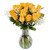 18 Fresh-cut Yellow Roses With Baby's Breath By Arabella Bouquets In A Free Elegant Hand-blown Glass Vase (fresh-cut Flowers, Yellow)