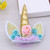 Ounona Unicorn Cake Topper With Flower Decorative Cake Decoration Party Supplies For Birthday Baby Shower Unicorn Theme Party (golden)