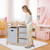 Costway Natural Infant Baby Changing Table W/3 Basket Hamper Diaper Storage Nursery