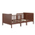 Topbuy 2-in-1 Convertible Kids Furniture Bed Toddler Crib With 2 Side Safety Guardrails Brown