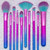 Moda Prismatic Signature 10pc Makeup Brush Set, Includes Pointed Foundation, Fan, And Crease