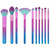 Moda Prismatic Signature 10pc Makeup Brush Set, Includes Pointed Foundation, Fan, And Crease