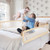 59 Inch Folding Breathable Baby Bed Rail Guard With Safety Strap-beige