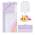Sammy And Lou Rainbow Showers 4 Piece Crib Bedding Set. Rainbow, Cloud And Flower Print In Pink, Blue, Yellow, And Purple.