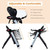 Heao Reclining High Chair For Baby 7 Heights 4 Wheels Space Saving Black