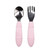 Bumkins Toddler Fork And Spoon Set, Stainless Steel & Silicone For 18 Mos+ (pink)