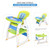 Hommoo 3 In 1 Baby High Chair, Convertible Play Table And Chair Set For Toddler, Adjustable Seat Back, Blue