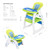 Hommoo 3 In 1 Baby High Chair, Convertible Play Table And Chair Set For Toddler, Adjustable Seat Back, Blue