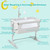 Gymax Portable Baby Bed Side Crib Height Adjustable W/ Music Box & Toys Light Grey