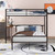 Twin Over Full Metal Bunk Bed With Desk, Sturdy Metal Bed Frame With Ladder And Full-length Safety Guardrail, Bed Frame With Under Bed Storage No Box Spring Needed, Perfect For Teens Adults, Black