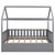 Mixfeer Twin Size House Bed With Trundle, Fence-shaped Guardrail, Gray(new)