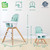 Evolur Zoodle 3-in-1 High Chair Booster Feeding Chair With Modern Design, Mint (model #254)