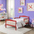 Cuh Sturdy Children Beds Easy Assembly Wooden Toddler Bed With Fence Modern Platform Space-saving Home Bedroom Red Wood
