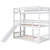 Aukfa Wooden Triple Bunk Bed - Full/ Twin Triple Bunk Bed With Built-in Ladder - Guardrails And Slide - White