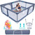 79''x63'' Baby Playpen Infant Large Safety Play Center Yard With 50 Ocean Balls Grey