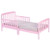 Classic Wooden Girls Boys Toddler Kids Bed Frame With Double Adjustable Guard Rails, Pink With Mattress Included