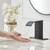 Bwe Automatic Sensor Touchless Black Bathroom Sink Faucet With Single Hole Cover Plate Vanity Faucets Hands Free Waterfall Bathroom Water Tap With Control Box And Temperature Mixer