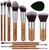 Bs-mall Makeup Brush Set 11pcs Bamboo Synthetic Kabuki Brush Set Foundation Powder Blending Concealer Eye Shadows Blush Cosmetics Brushes With Organizer Bag & Makeup Sponge