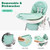 Heao Portable Convertible High Chair Reclining Toddler Chairs Adjustable Height For 0-6 Age Baby, Green