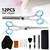 Willstar Hair Cutting Scissors Set, 12pcs Professional Haircut Scissors Kit With Thinning Scissors, Hair Razor Comb, Cape, Clips, Storage Bag For Barber Salon Us