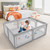 Costway Baby Playpen Large Safety Kids Activity Center W/50 Ocean Balls Gray