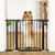 Kingso 37.8"-43.3" Extra Wide Baby Safty Gate, Baby Gate For Stairs Doorways Barriers With Swing Door For Kids Children, 30'' Tall Baby Gate For Pet, Black/white