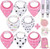 Dodo Babies Bandana Drool Bib Set - Eight 100% Cotton Bibs With Soft Polyester Lining, 2 Pacifier Clips, Binky Case, Pink Gift Bag For Baby Girl Or Boy Shower - Adjustable Snap Fit For 3-24 Months