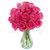 Arabella Bouquets Farm Direct Bouquet Of 18 Fresh Cut Hot Pink Roses With Free Elegant Hand-blown Vase