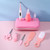 8pcs/set Newborn Care Kit Baby Portable Safety Nail Thermometer Grooming Clipper Scissors Care Supply (pink)