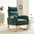 Syngar 28"w Rocking Chair, Mid Century Modern Nursery Rocking Armchair With 2 Large Side Pockets, Upholstered Tall Back Accent Glider Rocker For Living Room, Bedroom, Office, Apartment, Green