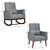 Gymax 2-in-1 Fabric Upholstered Rocking Chair Nursery Armchair With Pillow Dark Grey