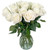 18 Fresh Cut White Roses By Arabella Bouquets With Free Elegant Hand-blown Glass Vase (fresh-cut Flowers, White)