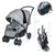 Foldable Double Baby Stroller Lightweight Front & Back Seats Pushchair Gray