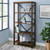 64" Farmhouse Metal X Bookcase With 4-fixed Shelves In Dark Walnut