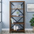 64" Farmhouse Metal X Bookcase With 4-fixed Shelves In Dark Walnut