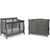 4-in-1 Convertible Baby Crib And 6-drawer Double Dresser Set In Slate Gray
