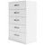Chest With 5 Drawers And Curved Metal Pulls, White- Saltoro Sherpi