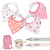 Dodo Babies Bandana Drool Bib Set – Four 100% Cotton Bibs With Soft Polyester Lining, 2 Pacifier Clips, Binky Case, Pink Gift Bag For Baby Girl Or Boy Shower – Adjustable Snap Fit For 3-24 Months
