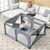 Yacul 59'' X 47'' Foldable Baby Playpen, Portable Home Indoor Outdoor Safety Playard For Infants And Toddlers With Carrying Bag, Dark Gray