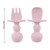 Gotydi 4pcs Baby Toddlers Self Feeding Spoon Fork Utensil Set Silicone Trainer Spoon & Fork Bpa Free Pink